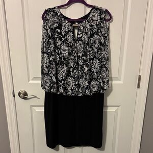Perceptions Monochrome Floral Pattern Dress